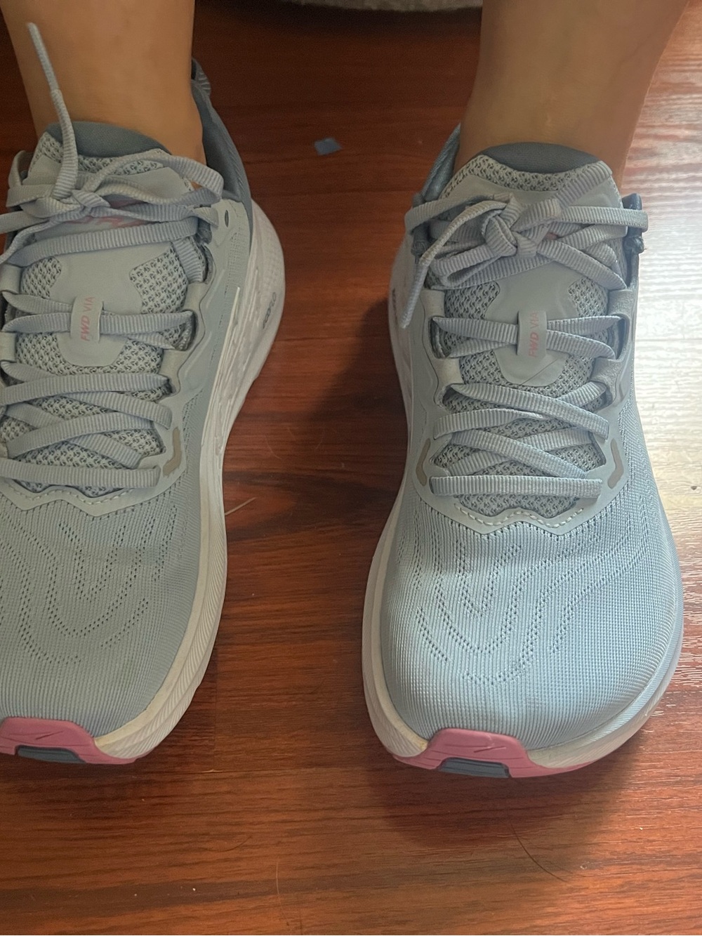 Altra Women's Light Blue Running Shoes with Pink Accent